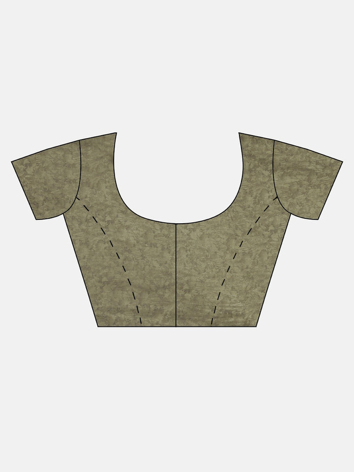 Neerus Grey printed saree with blouse piece - detail view 2