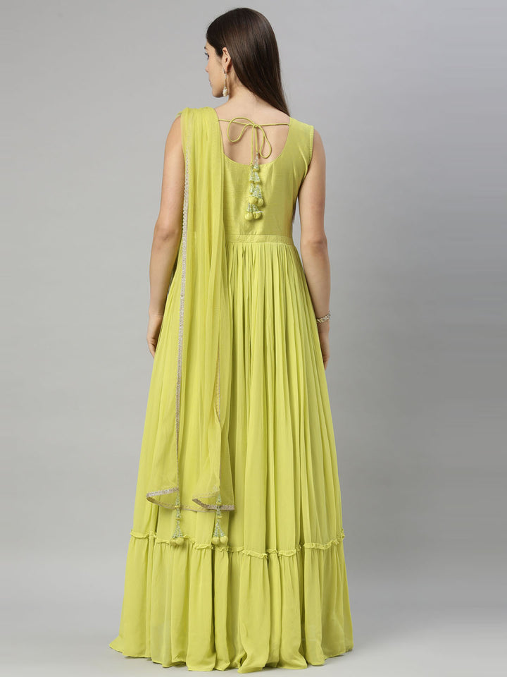 Neerus Green Color Georgette Fabric Suit-Anarkali