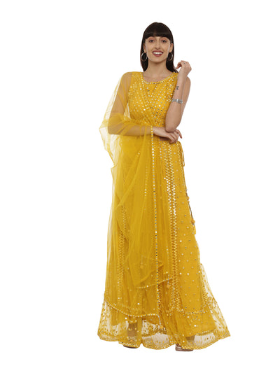 Neeru'S Yellow Embellished Lehenga Set