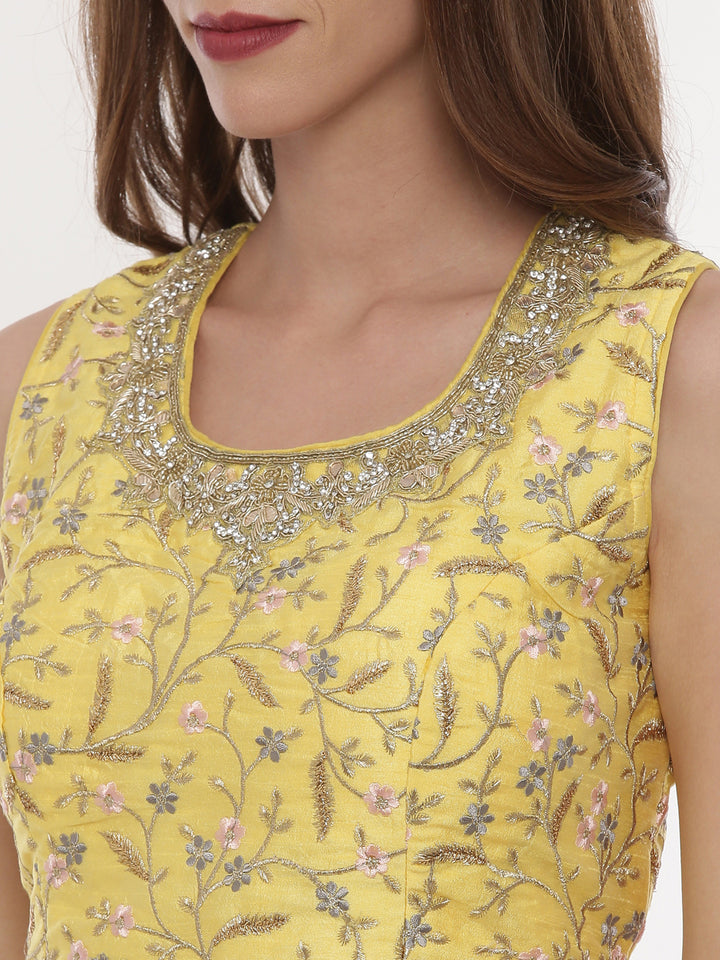 Neerus Yellow Color Silk Fabric Ghagra Set