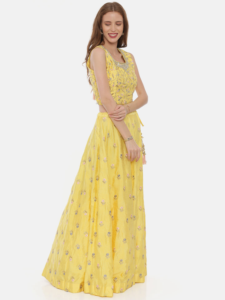 Neerus Yellow Color Silk Fabric Ghagra Set