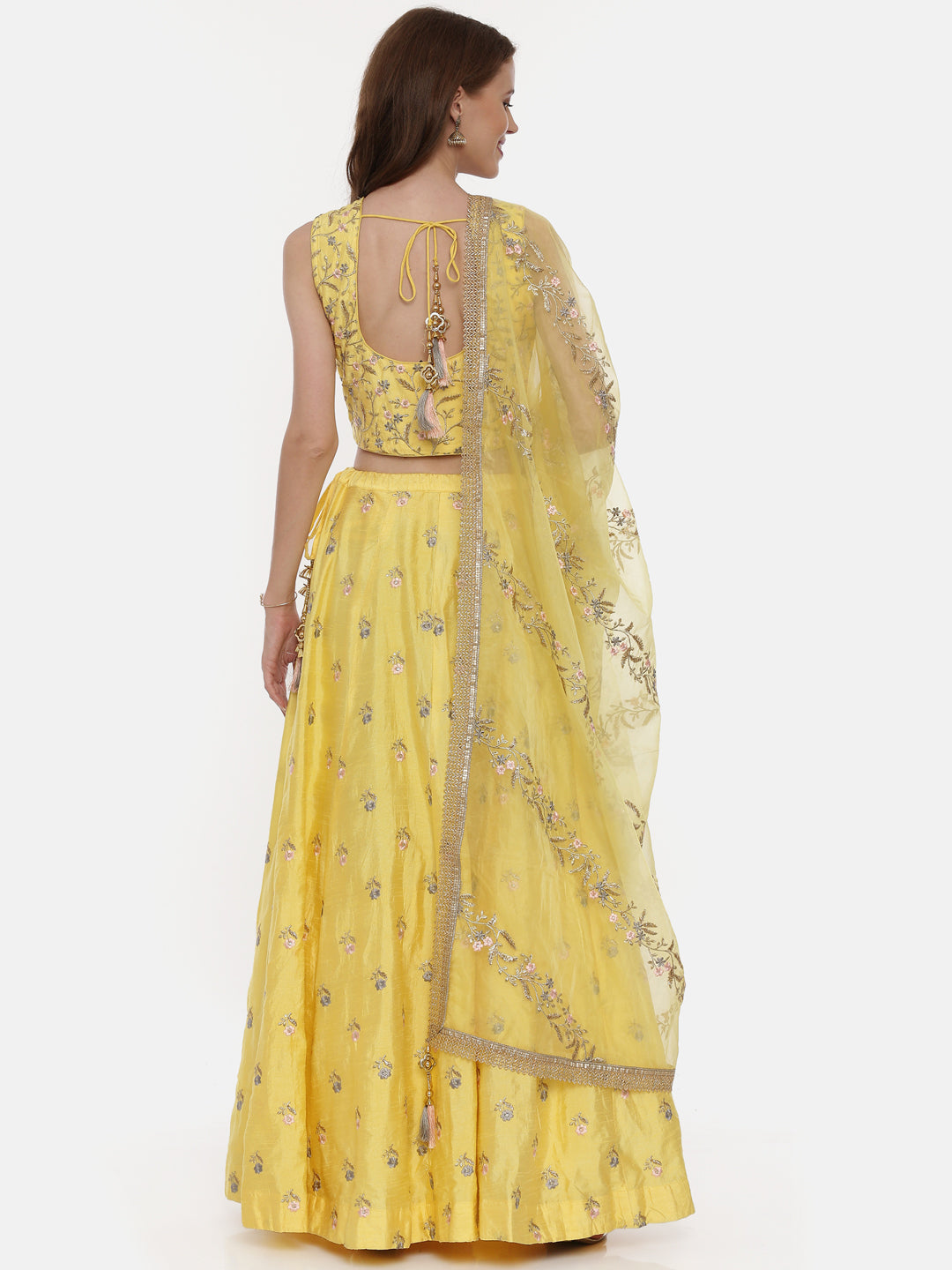 Neeru'S Yellow Color Silk Fabric Ghagra Set