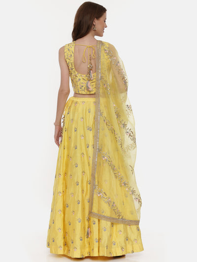 Neeru'S Yellow Color Silk Fabric Ghagra Set