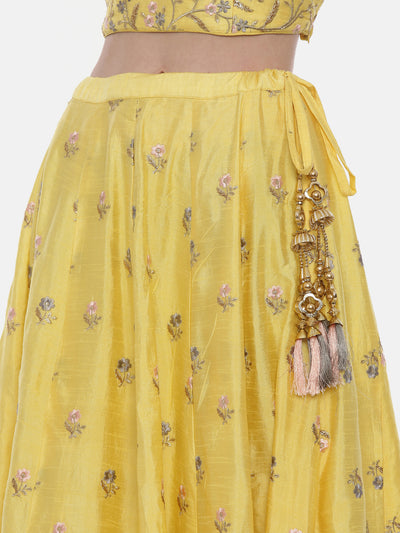Neeru'S Yellow Color Silk Fabric Ghagra Set
