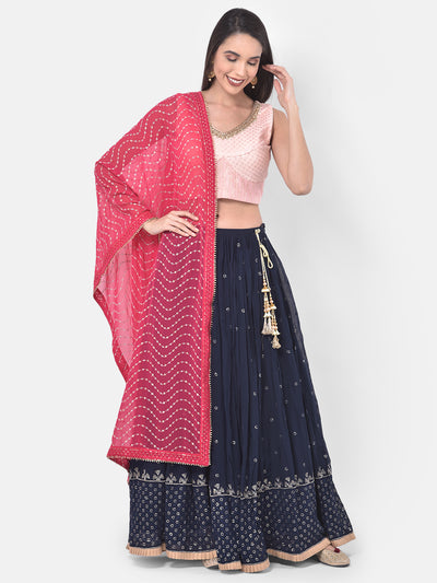 Neeru's Pink & Blue Embellished Lehenga Set