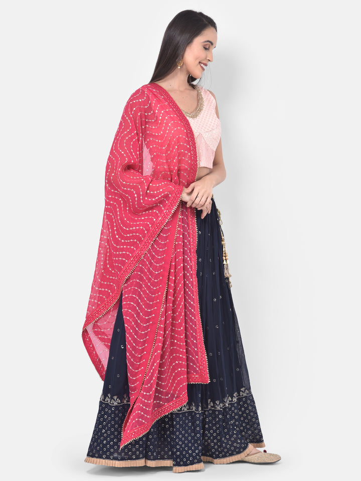 Neerus Pink embellished lehenga set - back view
