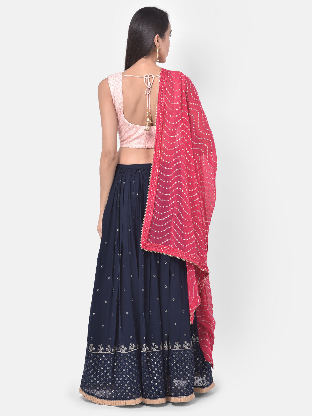 Neeru's Pink & Blue Embellished Lehenga Set