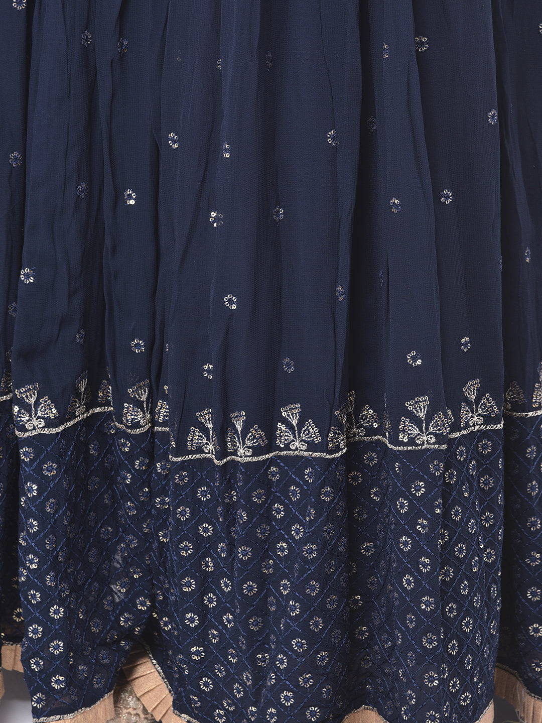Neeru's Pink & Blue Embellished Lehenga Set