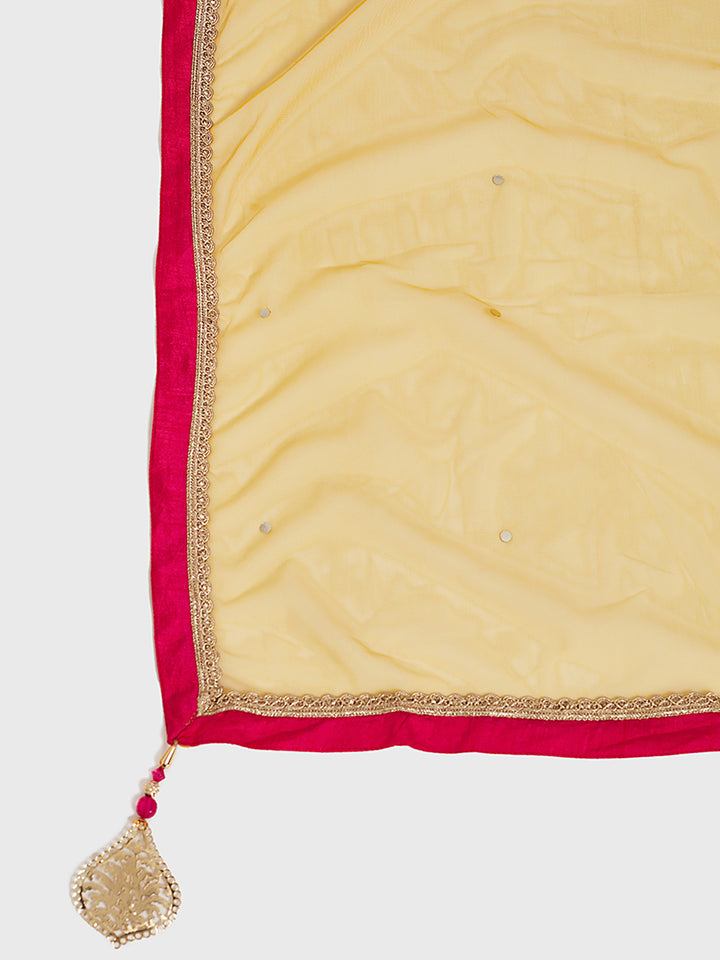 Neerus Yellow Embellished Kurta With Sharara & Dupatta