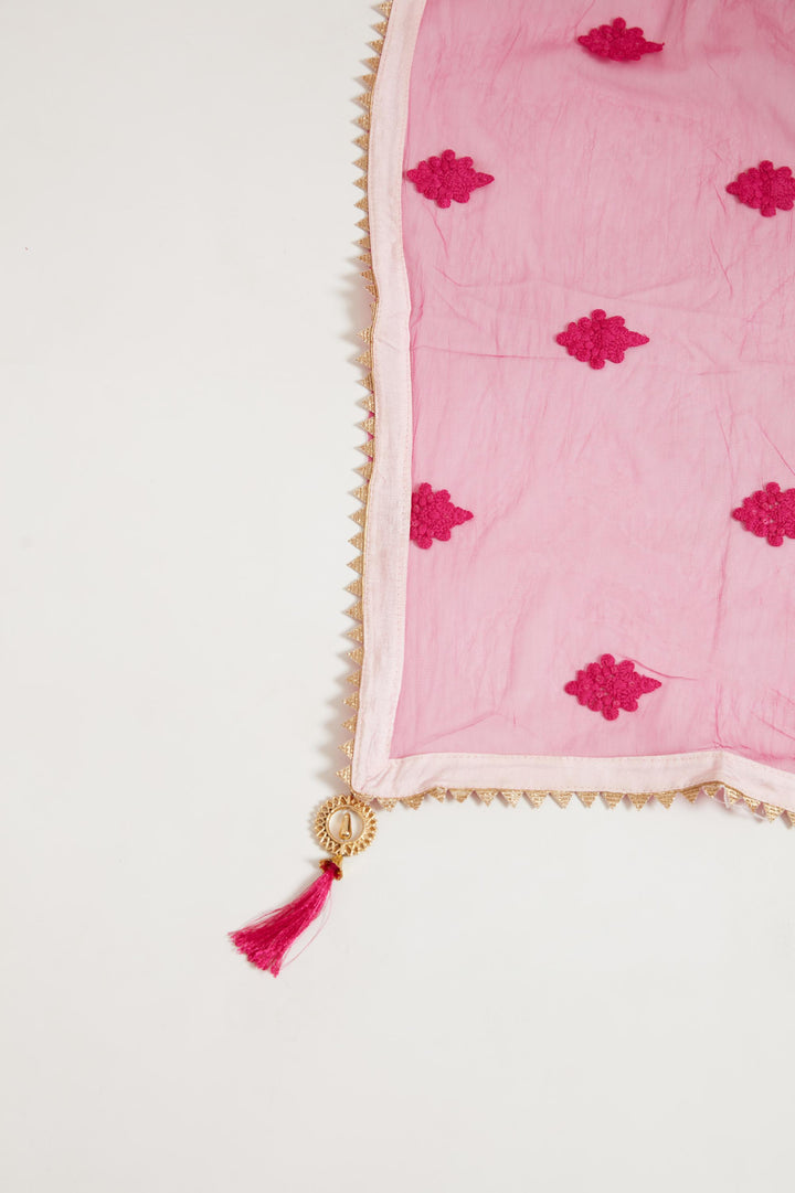 Neerus Baby Pink Color Organza Fabric Ghagra Set