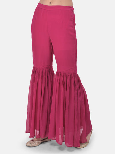 Neeru's Fuchsia Bandhani Kurta With Sharara & Dupatta