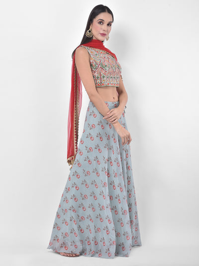 Neeru's Green Colour Georgette Fabric Ghagra Set