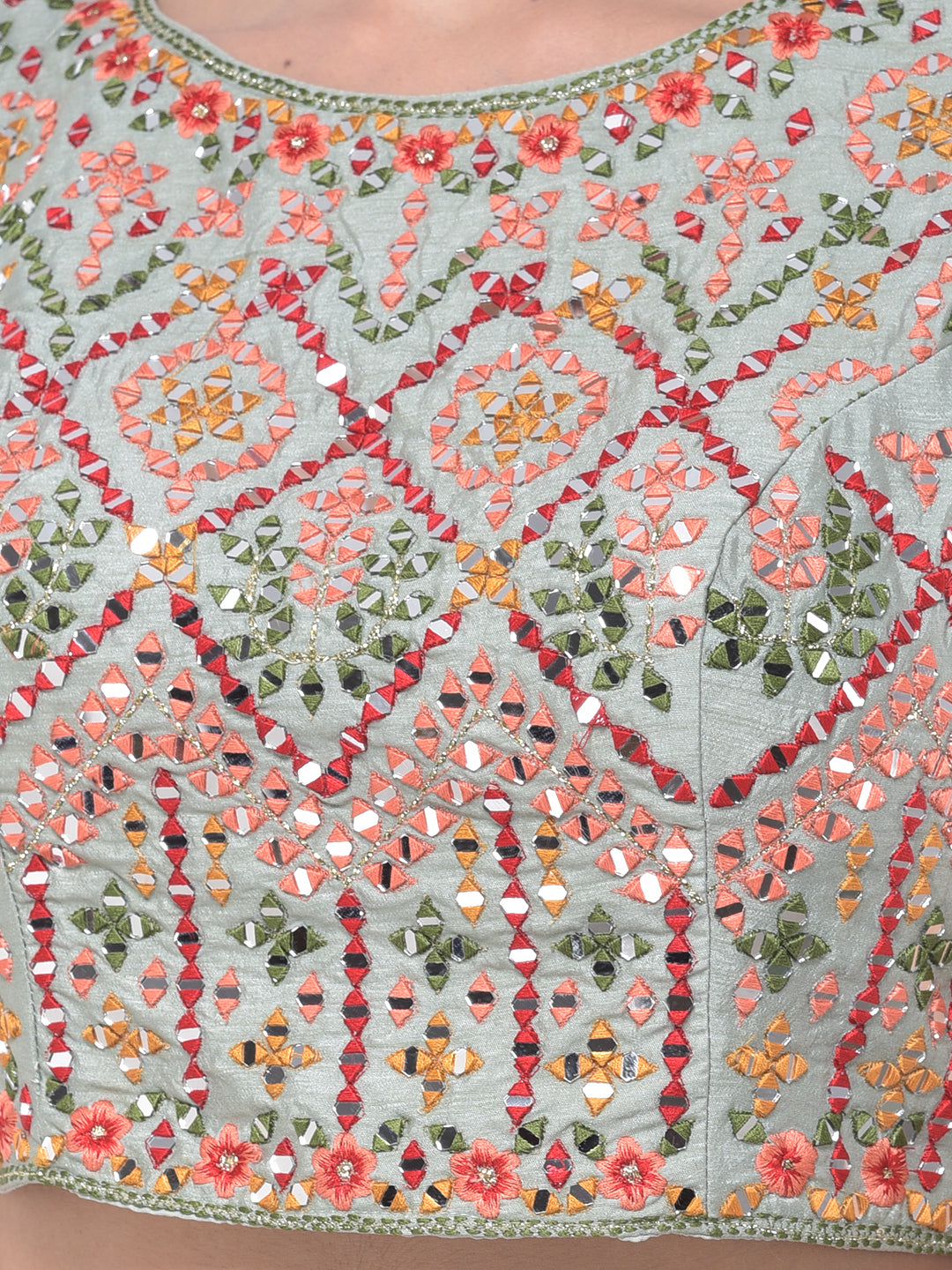 Neerus Green Georgette Embellished Lehenga Set - detail view 2