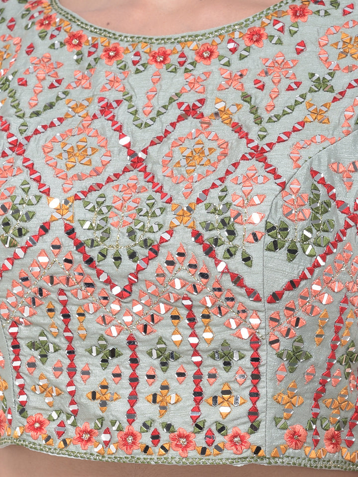 Neerus Green Georgette Embellished Lehenga Set - detail view 2