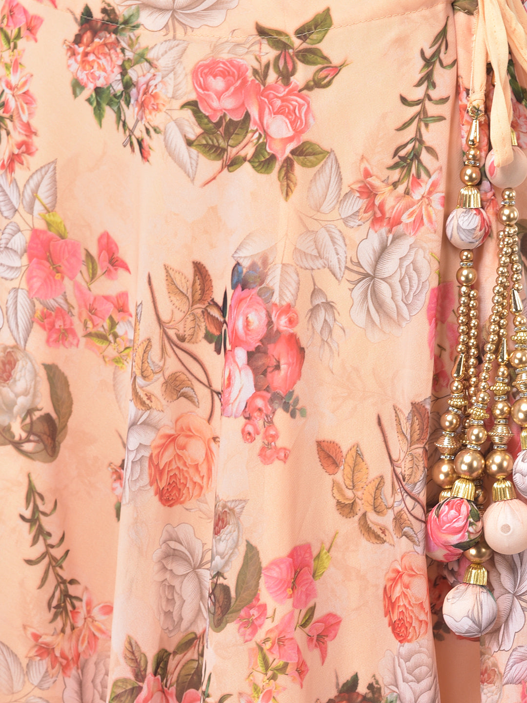 Neerus Orange embroidered flared lehenga set - detail view 3