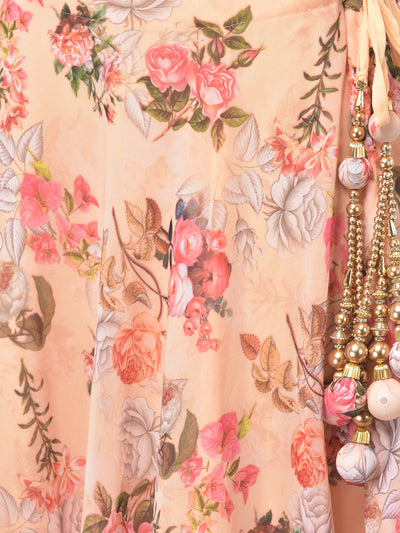 Neeru's Peach Embroidered Lehenga Set