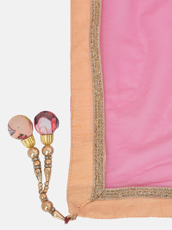 Neerus Orange embroidered flared lehenga set - detail view 4
