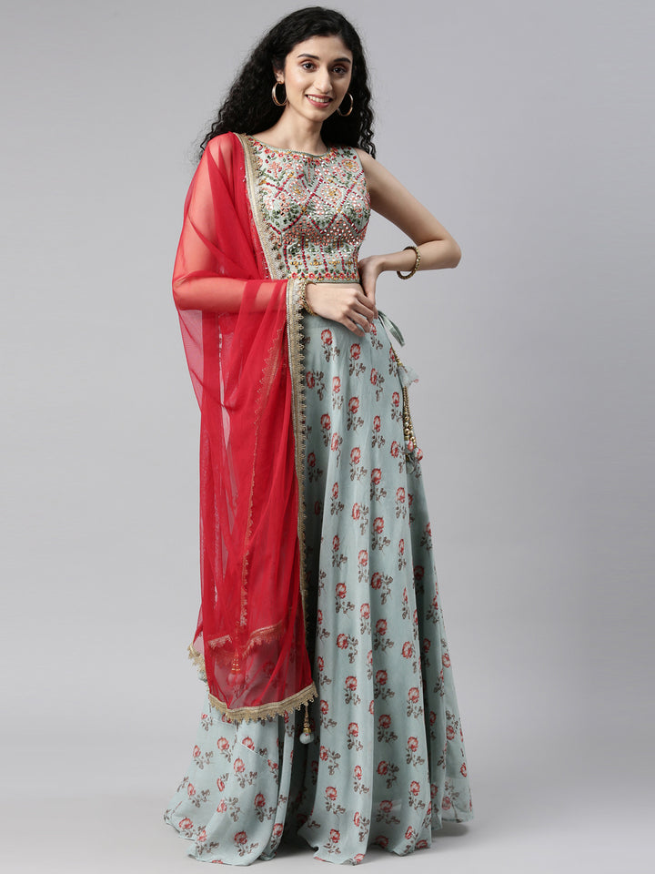 Neerus Multi georgette printed lehenga choli - detail view 9