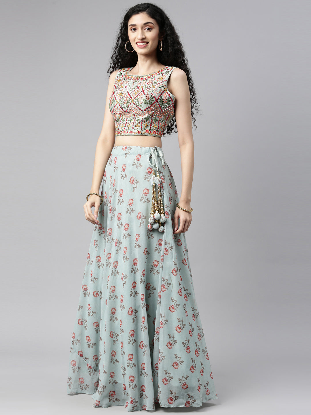 Neerus Printed Color Georgette Fabric Lehenga Choli