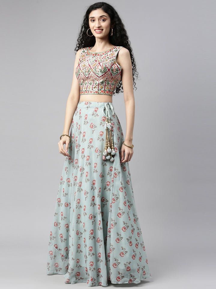 Neerus Printed Color Georgette Fabric Lehenga Choli