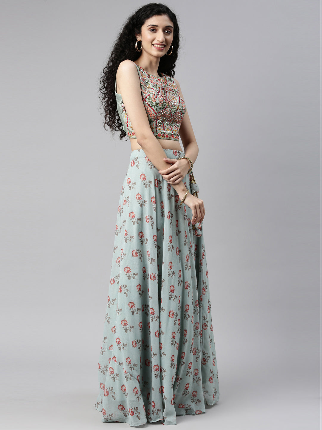 Neerus Multi georgette printed lehenga choli - detail view 16