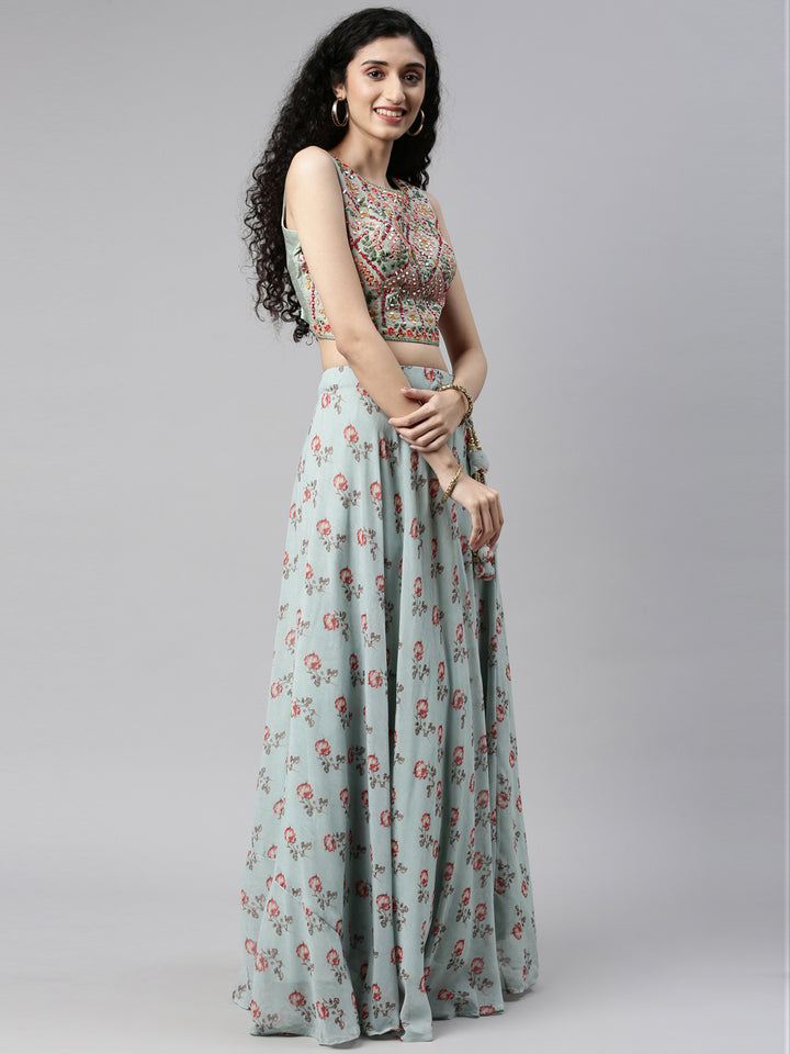 Neerus Multi georgette printed lehenga choli - detail view 16