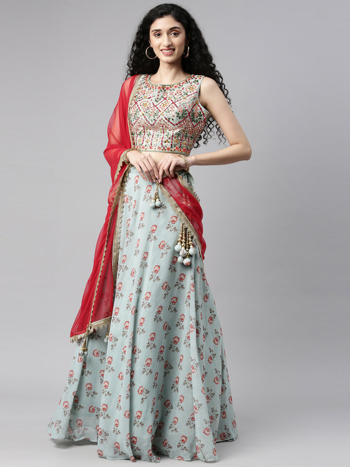 Neerus Printed Color Georgette Fabric Lehenga Choli