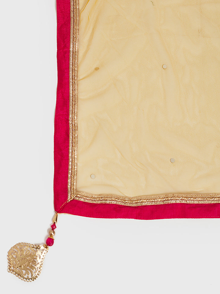 Neerus Yellow Embellished Kurta With Sharara & Dupatta