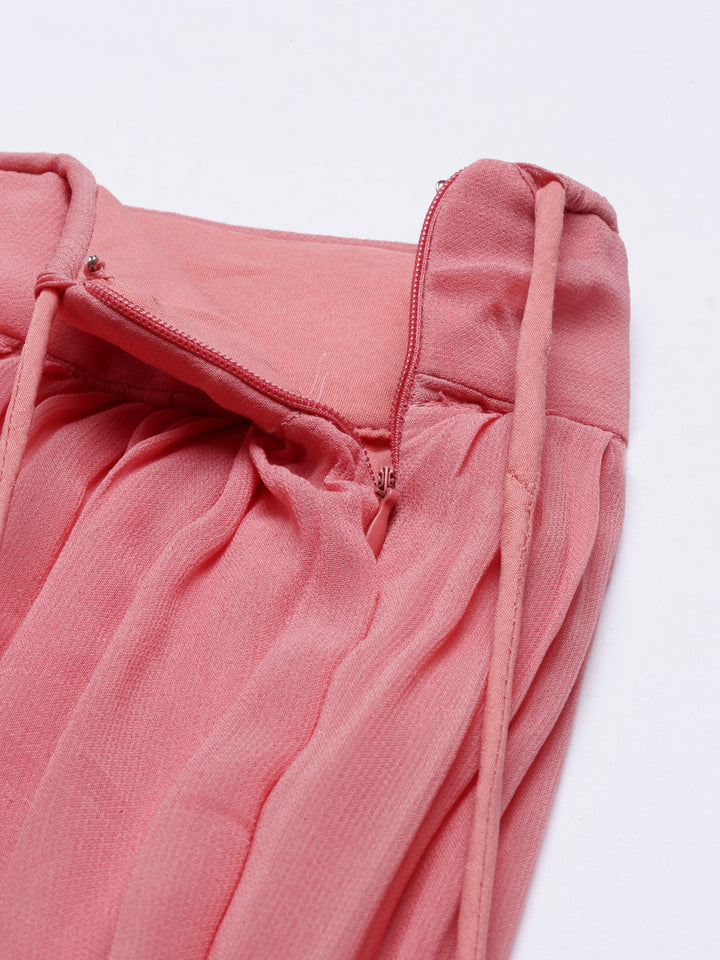 Neerus Tomato Color Georgette Fabric Ghagra Set