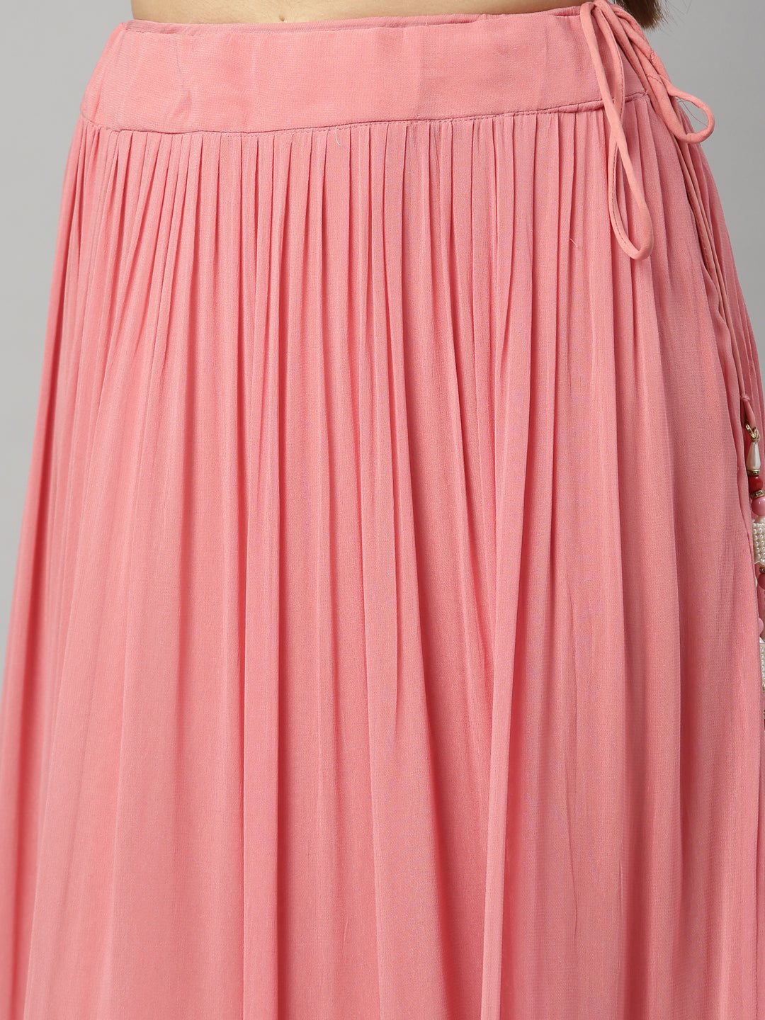 Neerus Tomato Color Georgette Fabric Ghagra Set