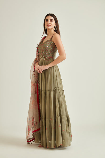 Neeru'S M GREEN Colour GEORGETTE Fabric SUIT