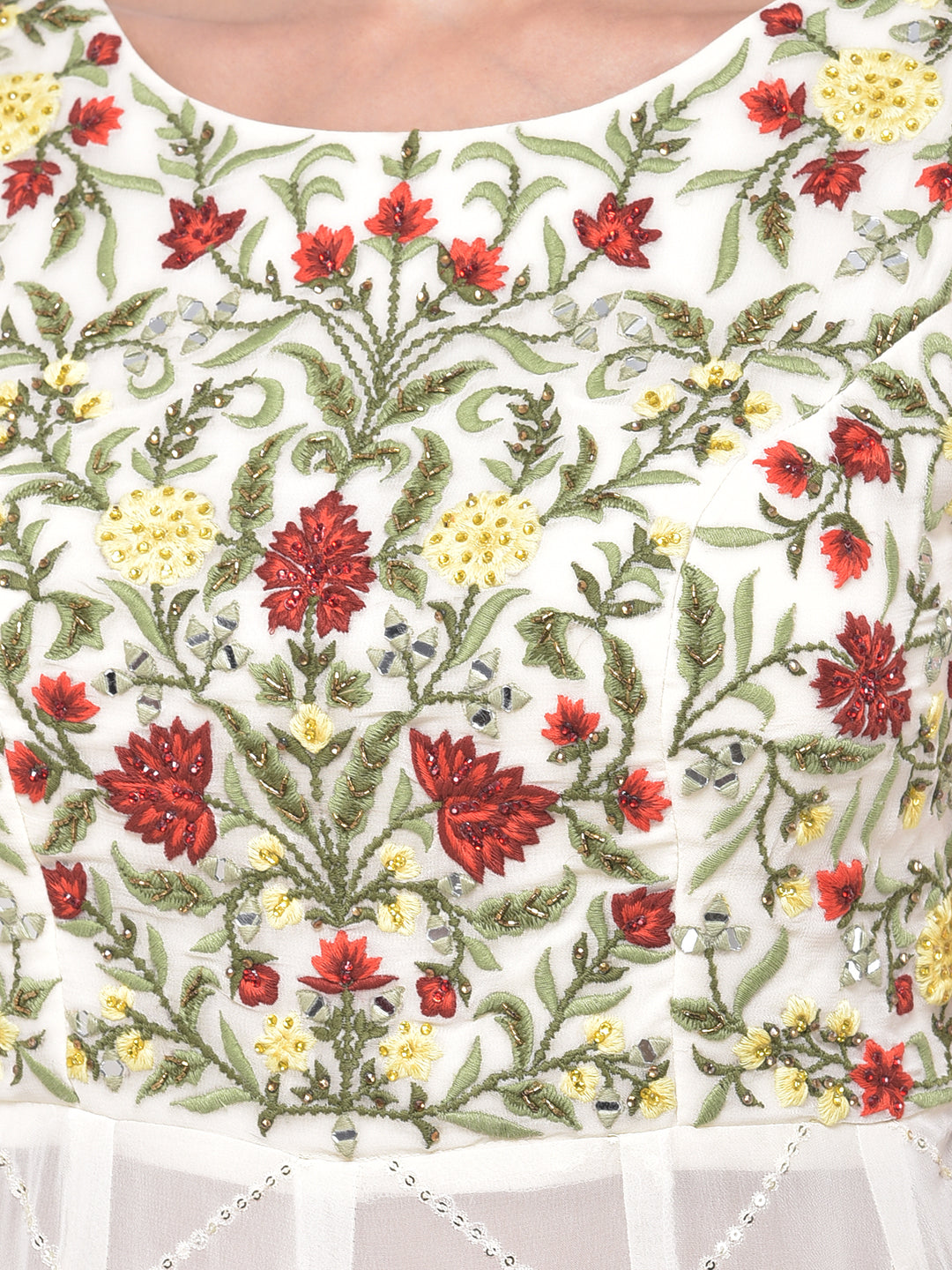 Neerus White & Maroon Embroidered Kurta With Sharara & Dupatta