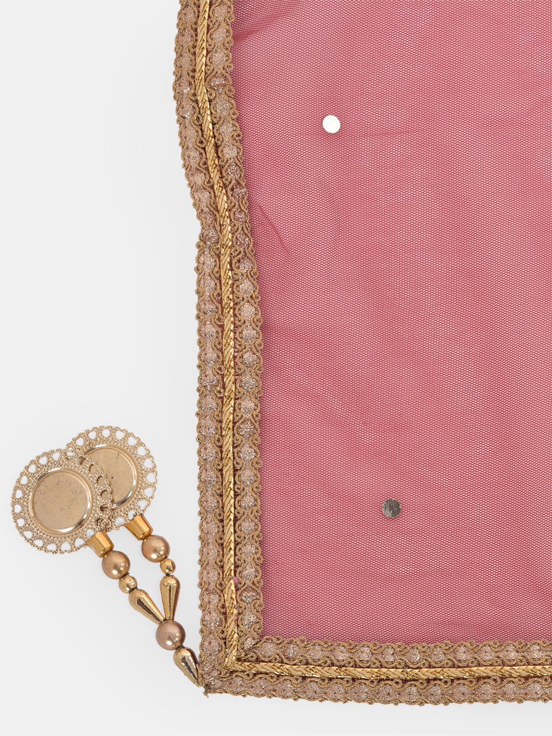 Neerus Red embellished zari kurta sharara set - detail view 2