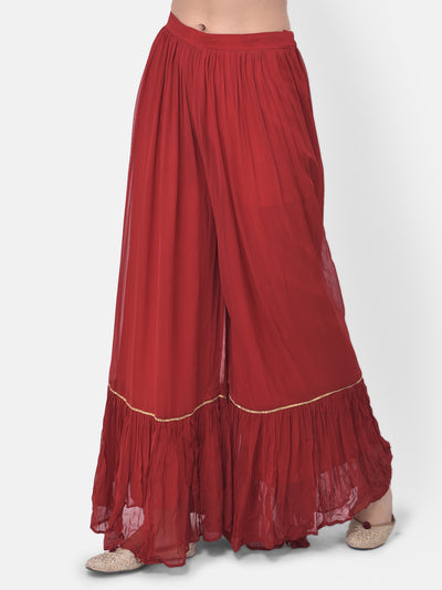 Neeru's Red Zari Kurta With Sharara & Dupatta