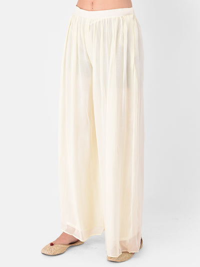 Neeru's Cream Color Georgette Fabric Suit-Skirts