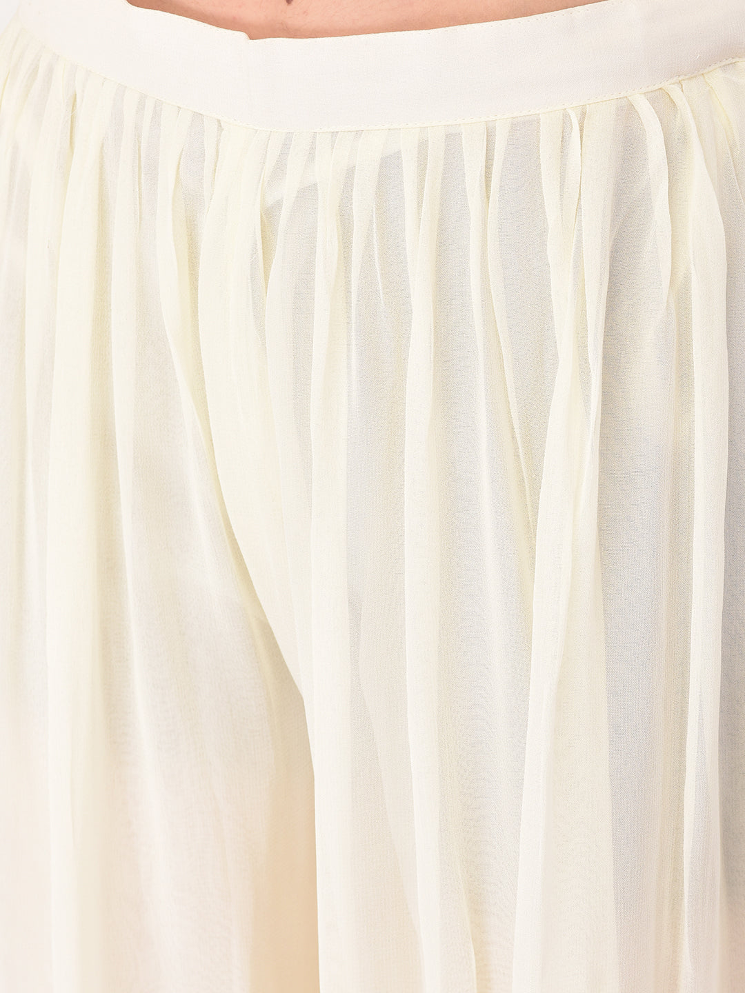 Neerus Cream Color Georgette Fabric Suit-Skirts