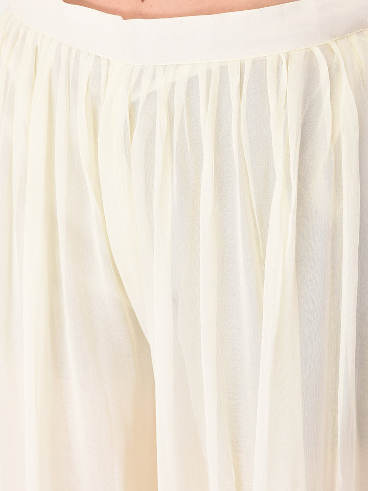 Neerus Cream Color Georgette Fabric Suit-Skirts