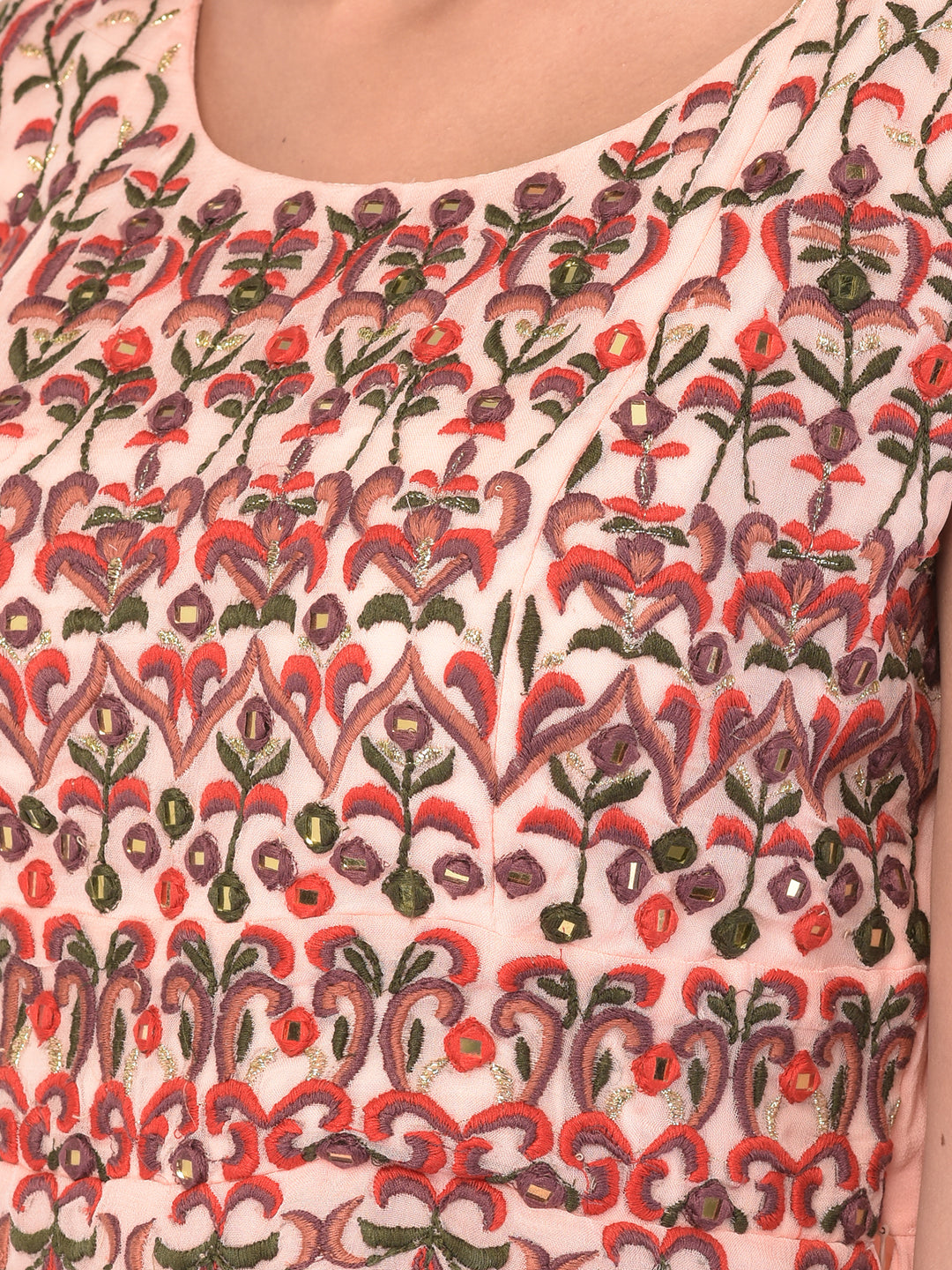 Neerus Orange georgette co-ord set suit skirt - detail view 1