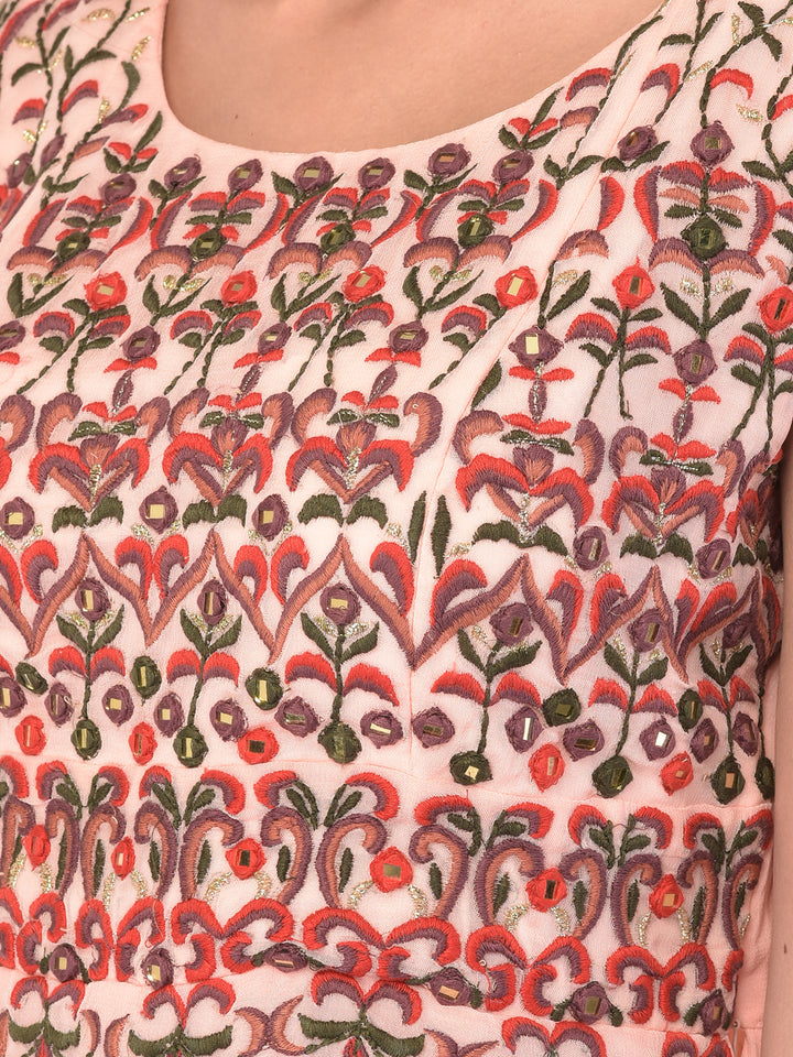 Neerus Orange georgette co-ord set suit skirt - detail view 1