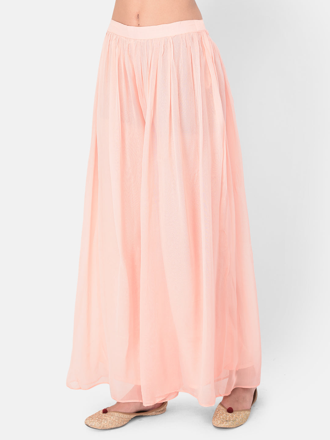 Neerus Orange georgette co-ord set suit skirt - detail view 3