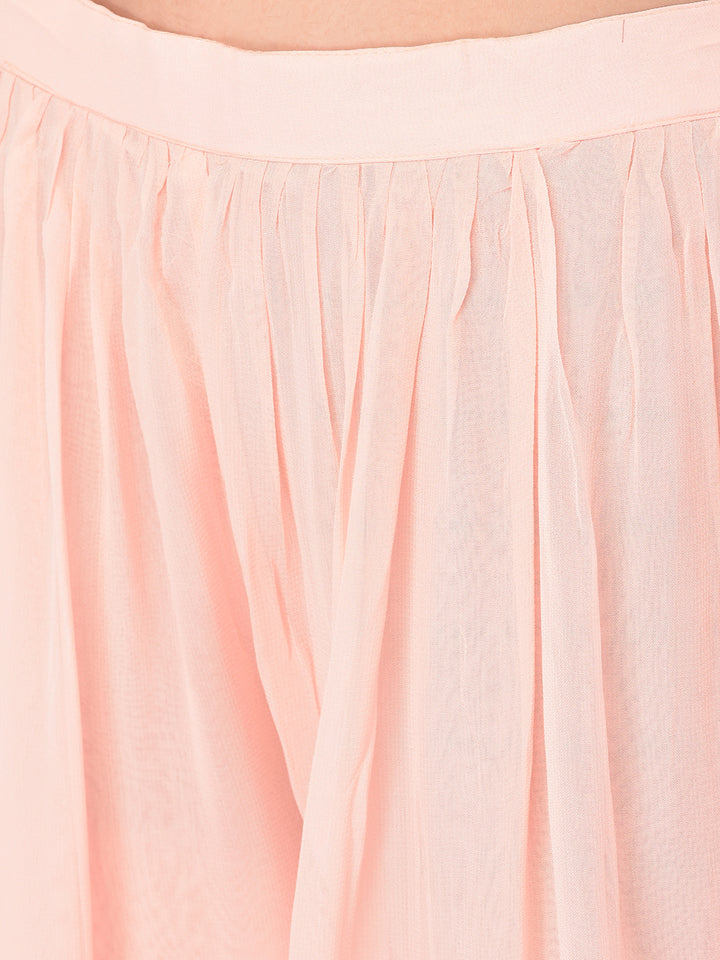 Neerus Orange georgette co-ord set suit skirt - detail view 4