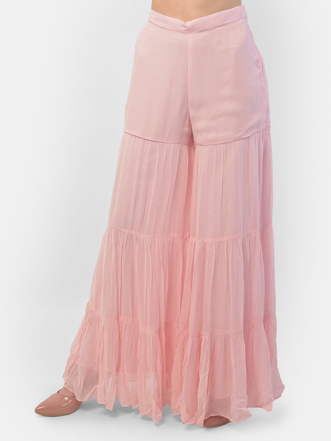 Neerus Pink Color Georgette Fabric Suit-Short Anarkali