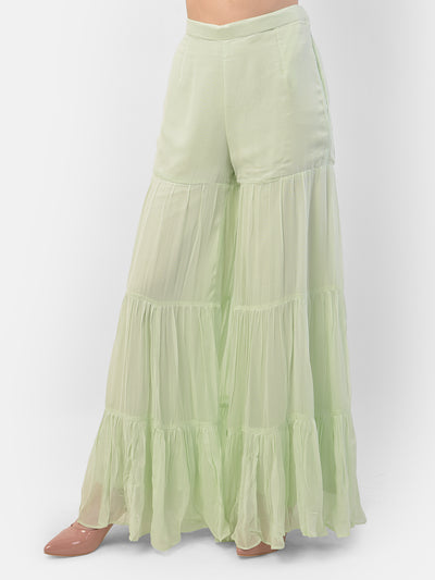 Neeru's Pista Green Color Georgette Fabric Suit-Short Anarkali