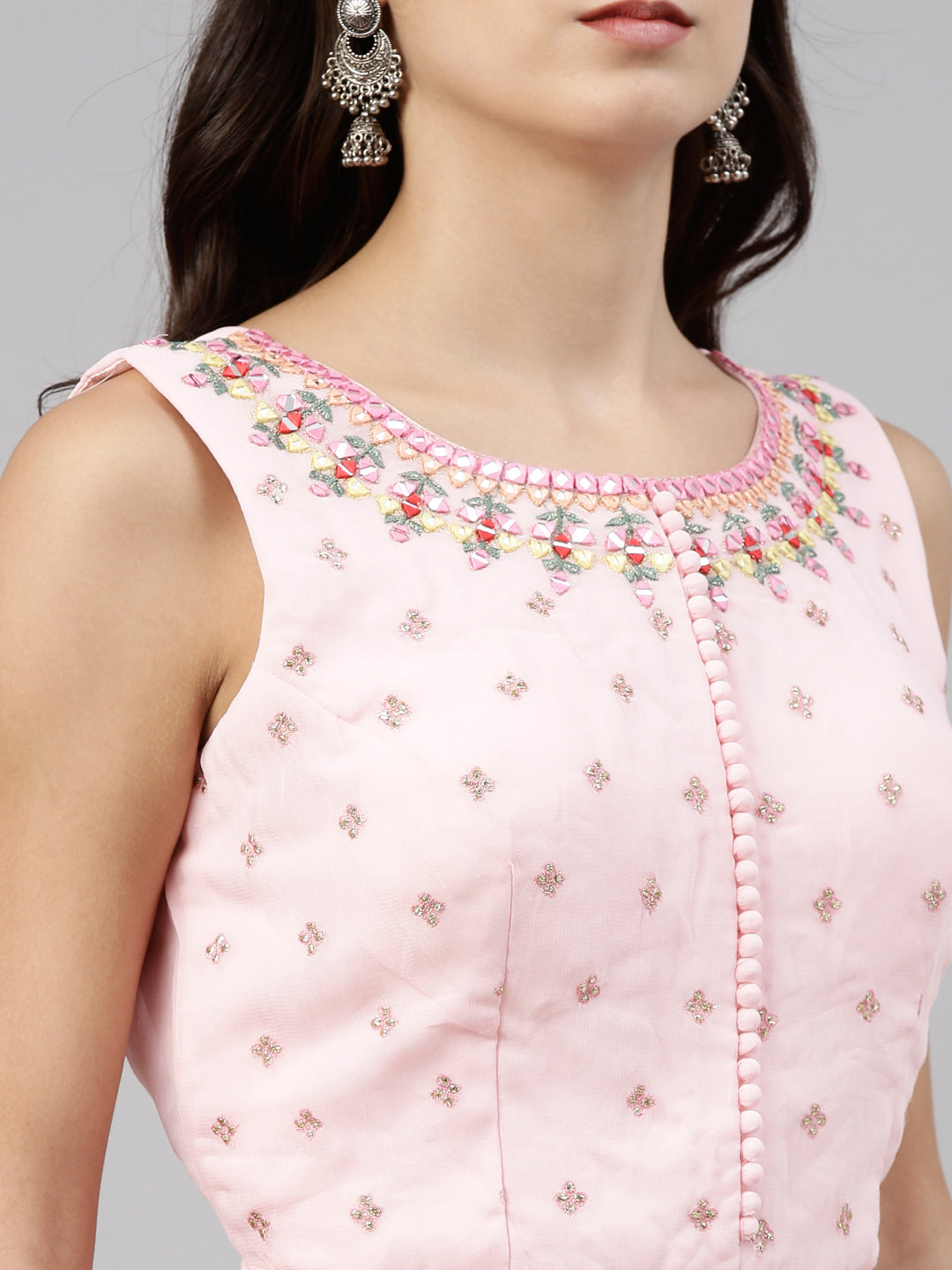 Neeru's Pink Color Georgette Fabric Suit-Short Anarkali