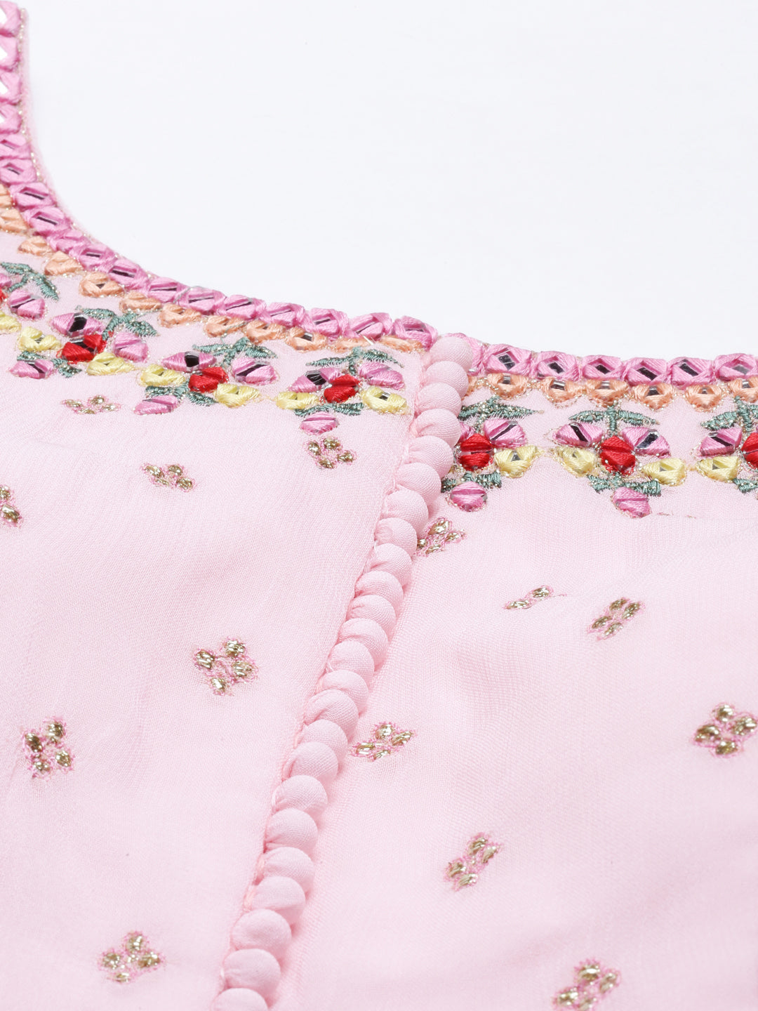 Neerus Pink georgette anarkali suit set - detail view 2
