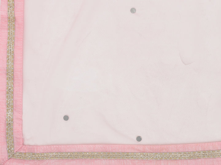 Neerus Pink georgette mirror work anarkali kurta set - detail view 3