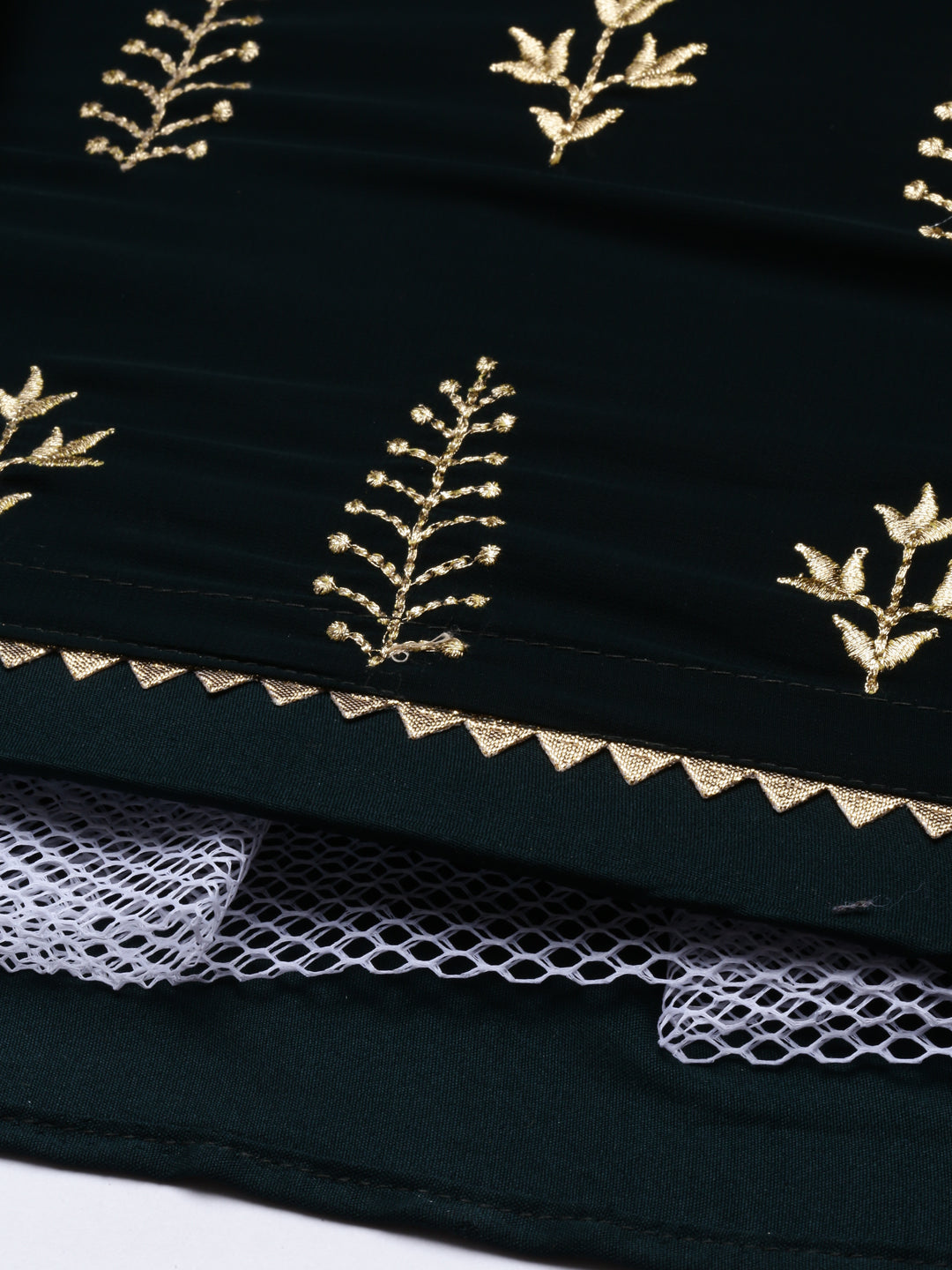 Neerus Bottle Green Color Georgette Fabric Ghagra Set