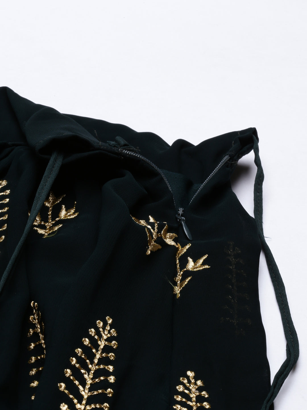 Neerus Bottle Green Color Georgette Fabric Ghagra Set