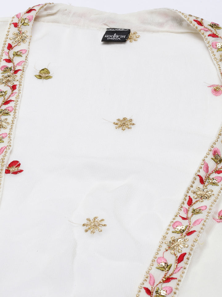 Neerus Beige georgette embroidered co-ord set - side view