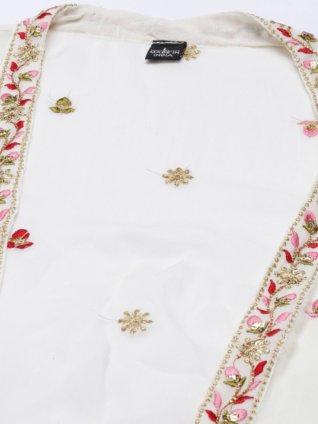 Neeru'S Cream Color, Georgette Fabric Suit-Fusion